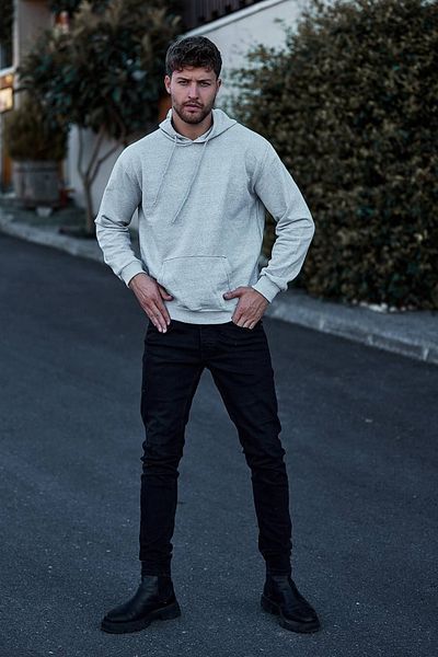 Buteks Сив унисекс суитшърт с качулка