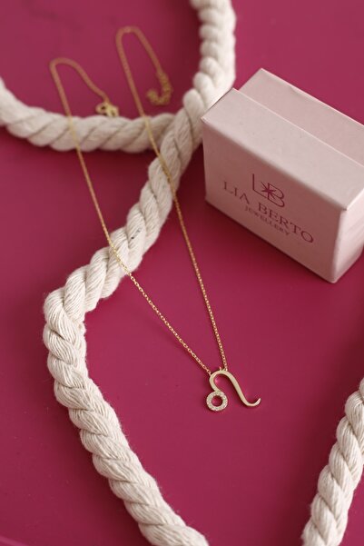 Lia Berto Altın Kaplama Aslan Burç 925 Ayar Gümüş Kolye