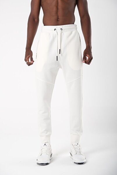 CLIPMAN Ανδρικό φούτερ Slim Fit με ελαστικά πόδια Λευκό