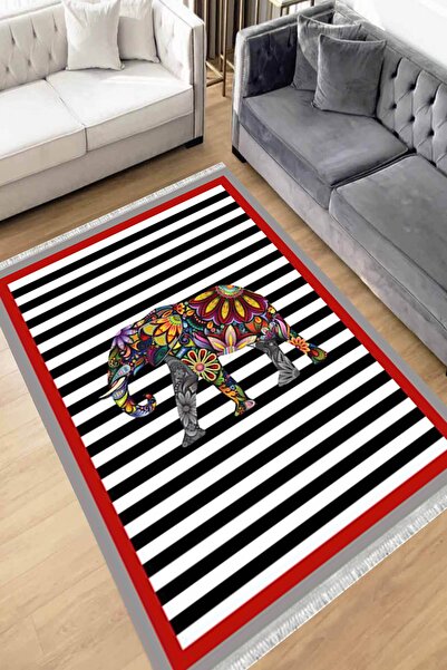 Motto Rug Store Eko Dijital Baskı Yıkanabilir Kaymaz Taban Dekoratif Salon Ha...