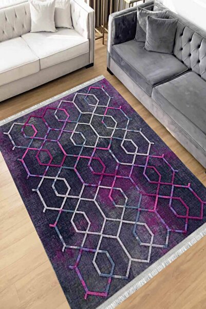 Motto Rug Store Eko Dijital Baskı Yıkanabilir Kaymaz Taban Dekoratif Salon Ha...