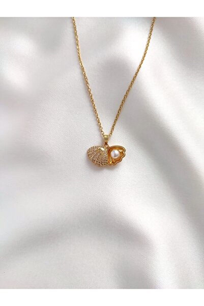 Evorya Kadın Paslanmaz Çelik Gold Açılır Kapanır Istiridye Inci Deniz Kabuklu...