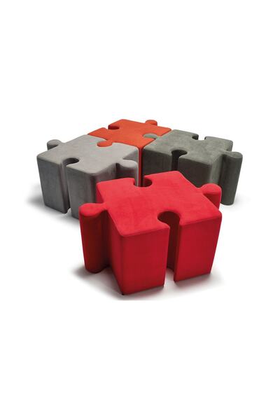 BEKALIVING Puzzle Puf Kaşe Kumaş Kırmızı