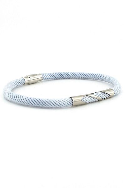 Solfera Light Gray Knitted String Metal Notch Magnet Men's Bracelet M027r
