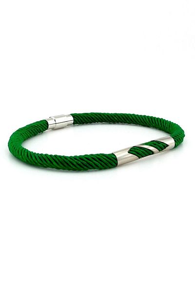 Solfera Green Knitted String Metal Notch Magnet Men's Bracelet M027f