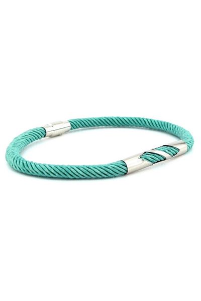 Solfera Turquoise Knitted String Metal Notch Magnet Men's Bracelet M027p