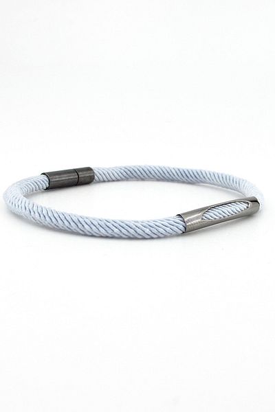 Solfera Light Gray Knitted String Anthracite Metal Magnet Men's Bracelet M028p
