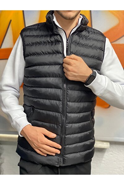 MRMUBO Men's Black Puffer Vest - Comfortable Design