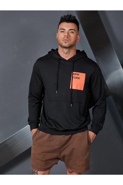 YUVEST Hanorac unisex oversize cu glugă, imprimat New York