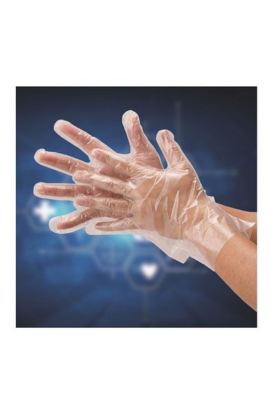 Green 500 Pieces Transparent Gloves Disposable Bag Gloves Nylon Disposable Gloves HDPE Gloves