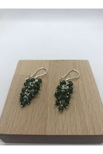 Bursa Kuyumcusu Yeşil Akik Taşlı Gümüş Üzüm Küpe