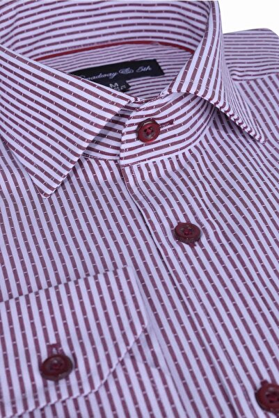 Ottomoda Erkek Çizgili Uzun Kollu Italyan Yaka Gömlek, B5-011