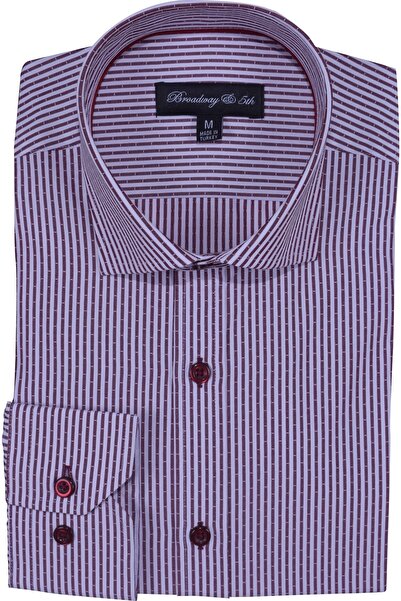 Ottomoda Erkek Çizgili Uzun Kollu Italyan Yaka Gömlek, B5-011
