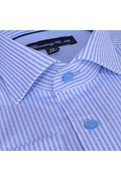 Ottomoda Erkek Çizgili Uzun Kollu Italyan Yaka Gömlek, B5-011