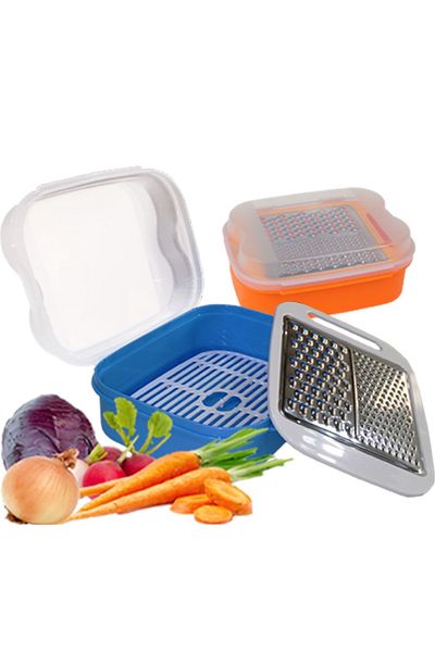 İndiriminVar Vegetable and Kitchen Grater with 2 Strainers - with Storage Container
