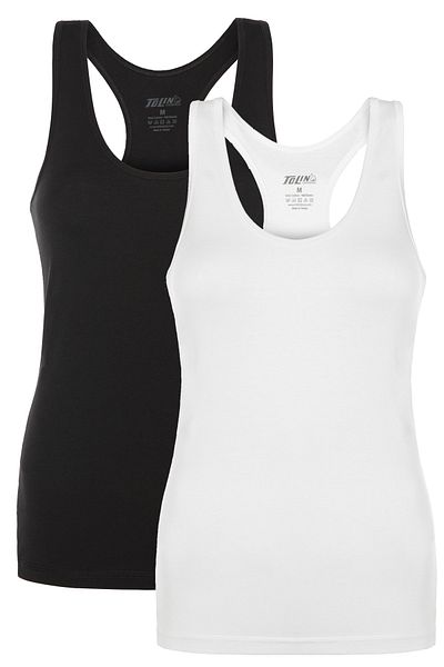 TOLIN Γυναικείο Μαύρο Λευκό 2 Πακέτο Cotton Lycra Athlete Rambo Singlet 1225sb
