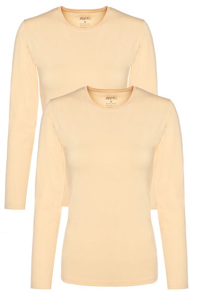 TOLIN Women's Skin 2 Pc Long Sleeve Cotton Lycra Undershirt 6217t