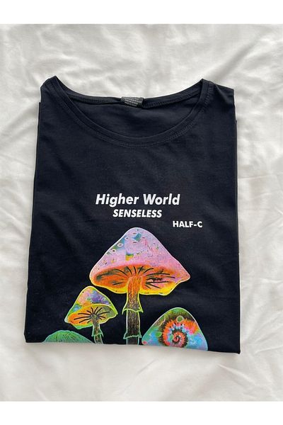 Planet Butik Mushroom Family Black Unisex T-shirt