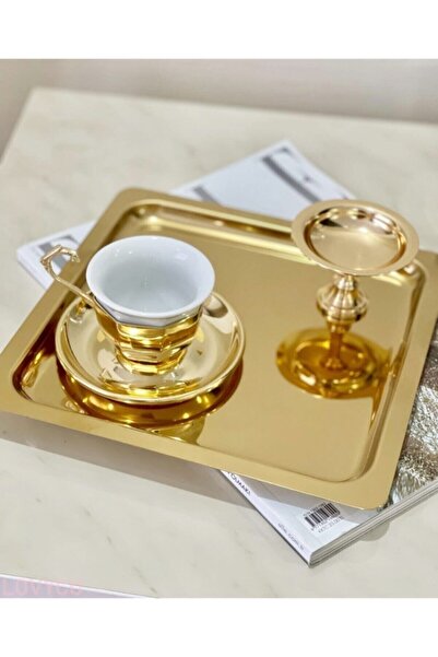 Genel Markalar Lüx Gold Kare Servis Sunum Tepsisi / Sunumluk /