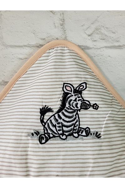 Alpar Tekstil 100% Cotton Soft Baby Bath Towel Swaddle 75x75cm Zebra/white