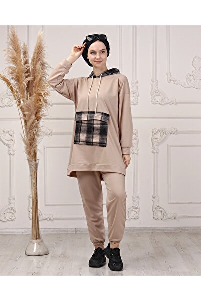 CNG MODA Γυναικείο καρό φούτερ με κουκούλα