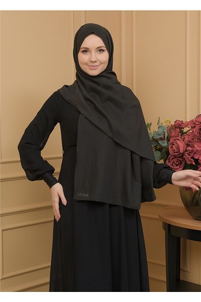 Altobeh Jazz Cotton Hijab Shawl-μαύρο