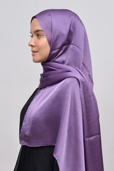 Altobeh Janjan Shiny Satin Textured Hijab βραδινό φόρεμα σιφόν σάλι-σκούρο λιλά