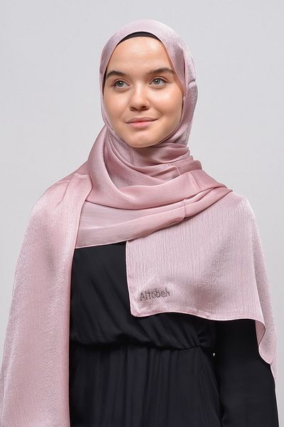 Altobeh Janjan Shiny Satin Textured Hijab βραδινό φόρεμα σιφόν σάλι-σκούρο ροζ