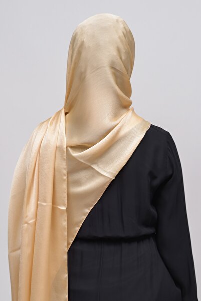 Altobeh Janjan Parlak Saten Dokulu Tesettür Abiye Şifon Şal-gold