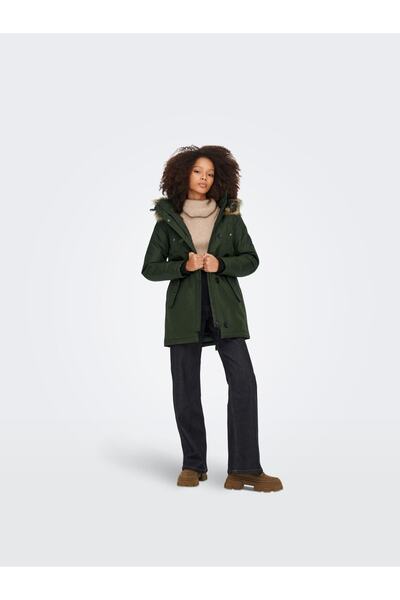 ONLY Iris Fur Winter Parka Cc Otw Γυναικείο Πράσινο Παλτό 15213755-20