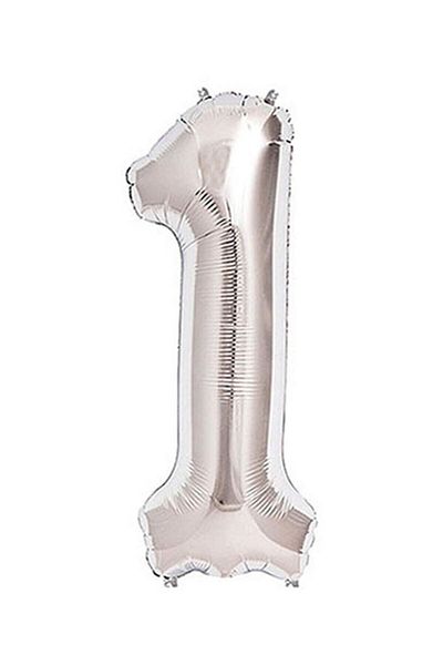 Doğumgünü Marketim Foil Balloon Number 1 Silver 16 Inc(40cm) 1 Piece in Package