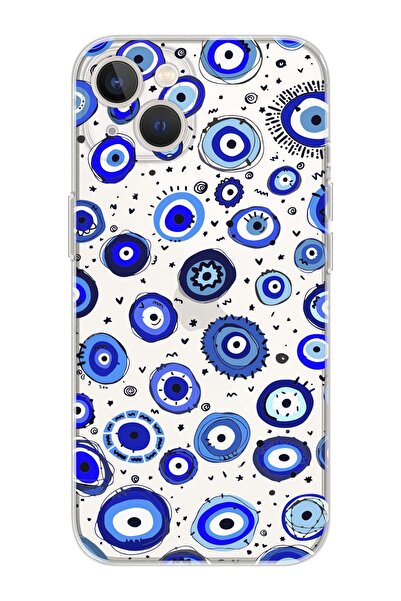 shoptocase Iphone 14 Uyumlu Nazar Boncukları Tasarımlı Premium Şeffaf Telefon...