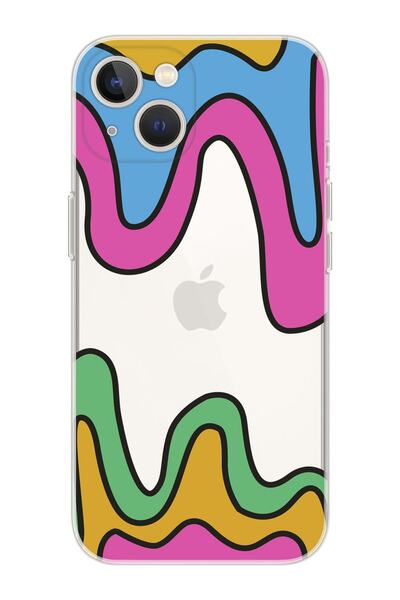 Premium Transparent Phone Case with Iphone 14 Plus Compatible Color Waves Design