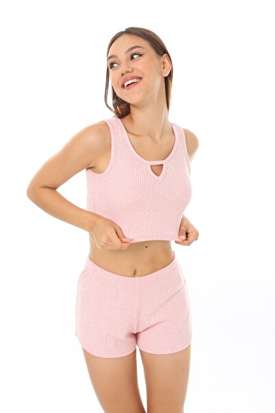 Swana Set pantaloni scurti cu bretele din velur pentru femei