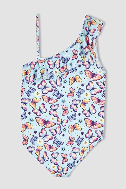DeFacto Girl's Patterned, Flexible Textured Swimsuit