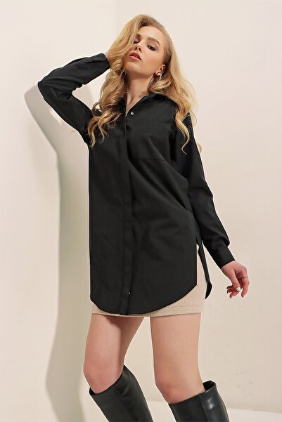 Bigdart 3879 Oversize Cepli Gömlek - Siyah