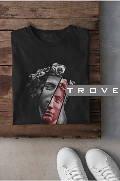 TROVE Unisex Γυναικεία Ανδρική Μυθολογία Γλυπτό Αναγέννησης Μαύρο Λευκό Σχέδι...