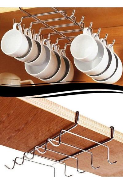 İndiriminVar 10 Hooks Under Shelf - Coffee Cup Hanger for Your Kitchen