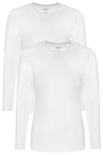 TOLIN Tricou de corp din bumbac Lycra, alb, cu 2 mâneci lungi 6217b