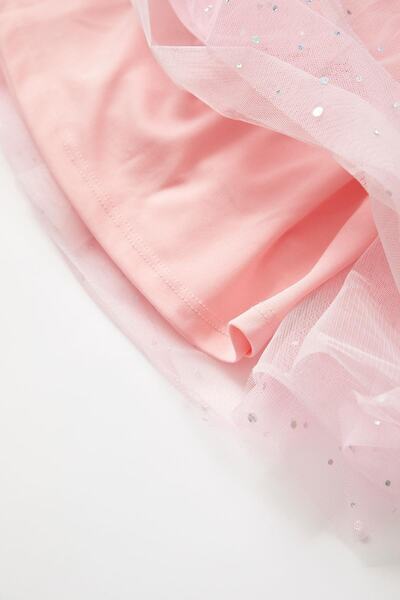 DeFacto Girls' Pink Patterned Tutu Skirt