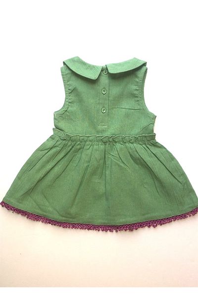 Çikoby Girl's Cotton Baby Collar Scalloped Dress