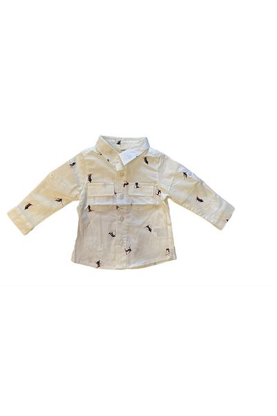 Çikoby Baby Boy Cotton Foldable Sleeve Ski Printed Shirt