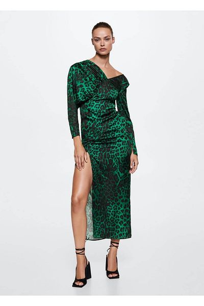 MANGO Woman Rochie fluidă cu imprimeu leopard
