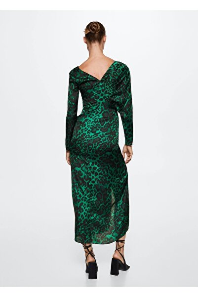 MANGO Woman Dökümlü Leopar Desenli Elbise