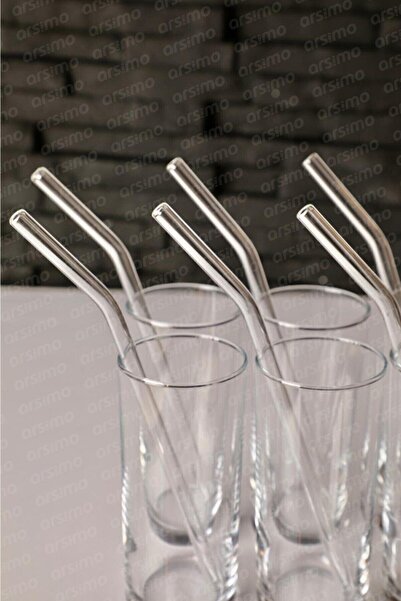 Arsimo 6'lı Şeffaf Eğimli Cam Pipet | 6 Adet Eğimli Cam Pipet Seti