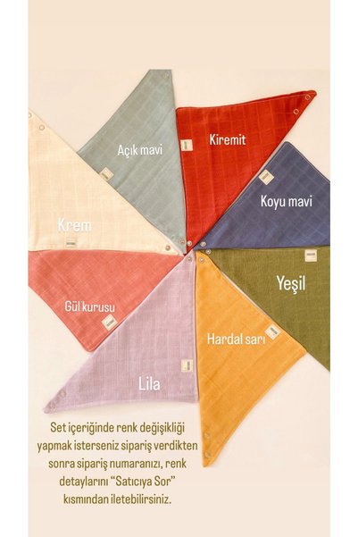 Le Petite Histoire 5'li Çift Katlı %100 Pamuk Müslin Bebek Salya Önlüğü-fular Seti