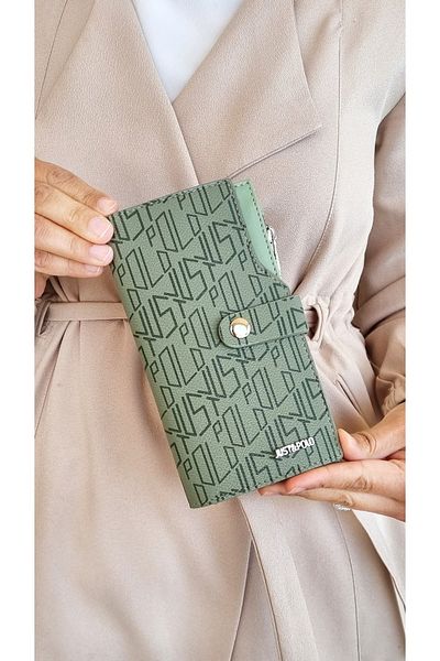 Just Polo محفظة نسائية خضراء متعددة الأقسام مكونة من 27 حجرة