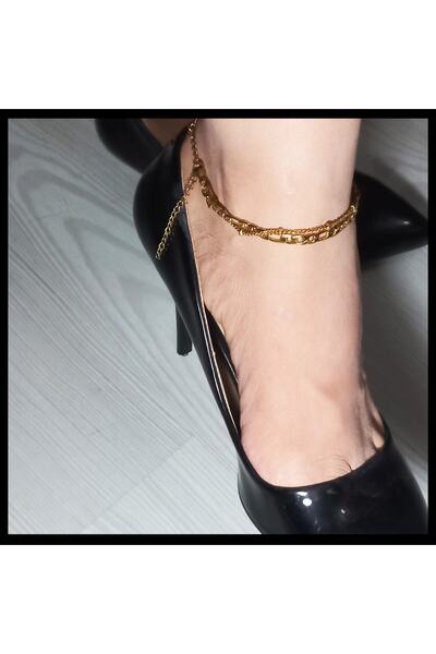 FAMİLY TAKI İKİLİ ZİNCİR 316L KARAMAZ ÇELİK GOLD RENK HALHAL