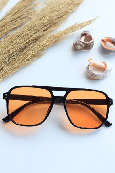 LOOKUP NEW نظارة شمسية كلاسيكية للجنسين مستطيلة الشكل باللون البرتقالي والأسو...