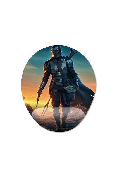 Pixxa نموذج لوحة الماوس لمسند المعصم من The Mandalorian - 7 بيضاوي